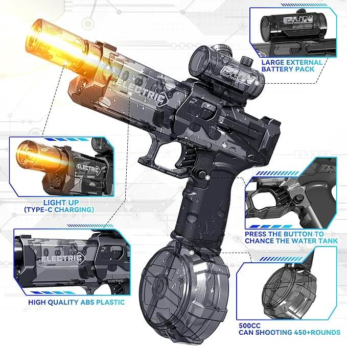 HydroBlaze X – Pistola de Agua LED de Alto Poder